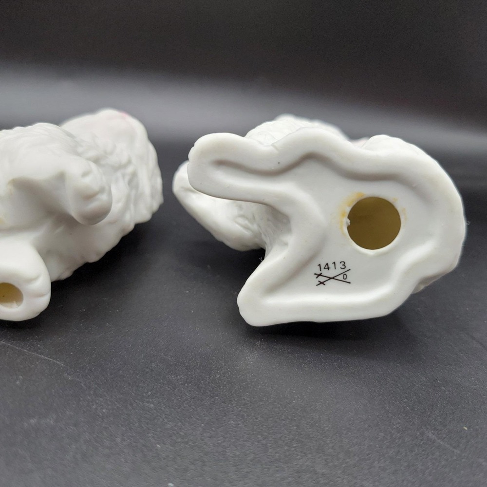 Homeco Vintage Porcelain Cat Pair Fluffy White Blue Eyes Persian Figurine Small - Picture 8 of 8